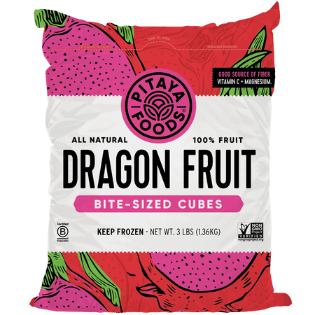 Natural Dragon Fruit Snack-Sized Pieces 3Lb