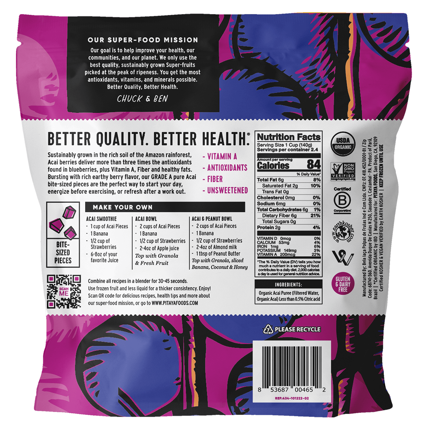 Organic Acai Berry Bite-Sized Pieces