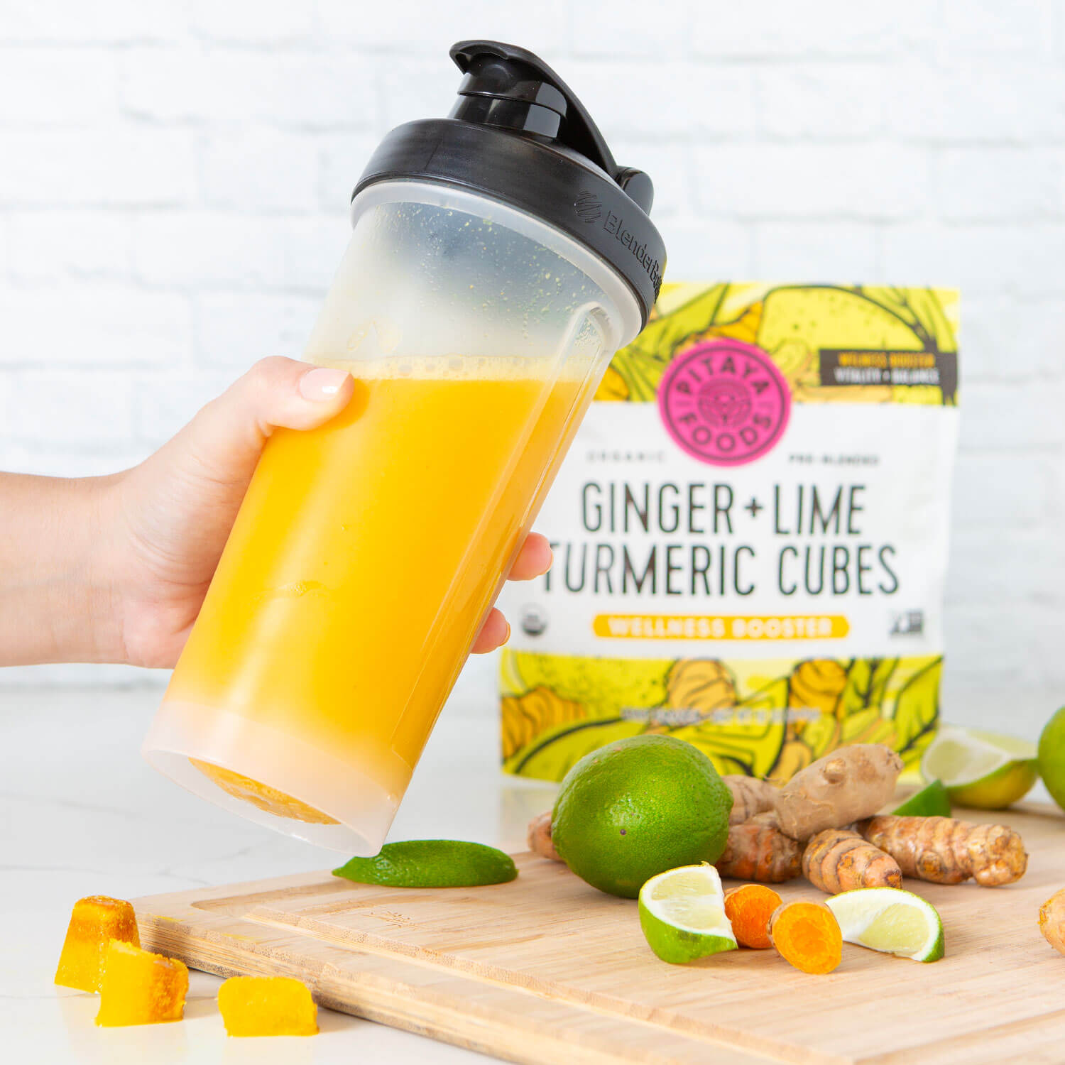 Organic Ginger Lime Turmeric Wellness Booster Pitaya Foods Shake Drink