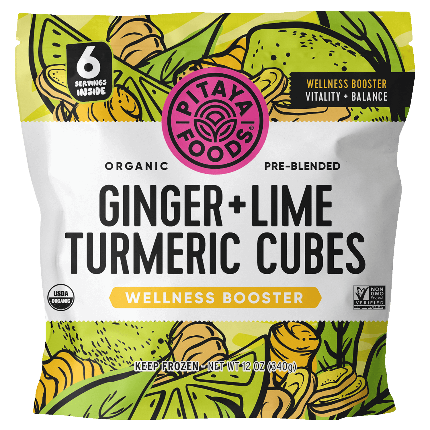 Organic Ginger Lime Turmeric Wellness Booster | Pitaya Foods