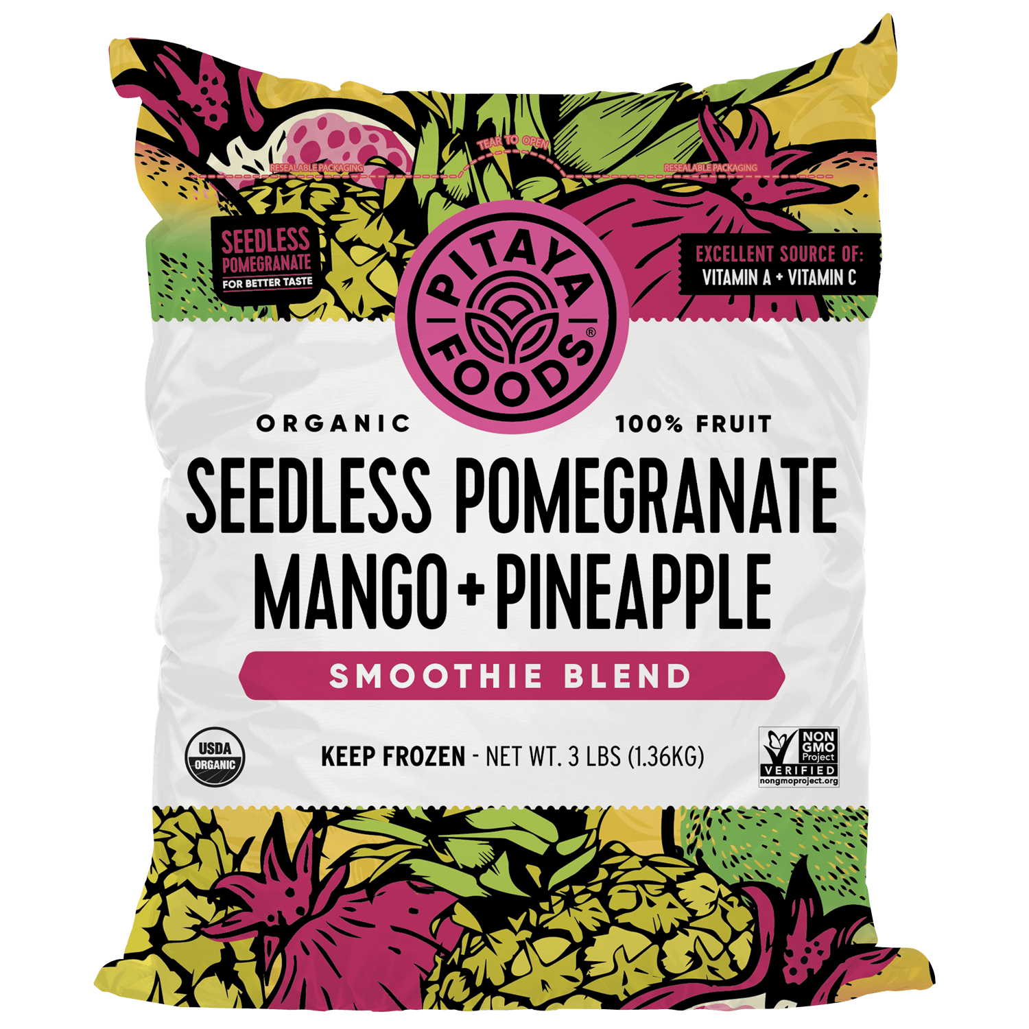 Organic Seedless Pomegranate + Mango + Pineapple Smoothie Blend 3Lb